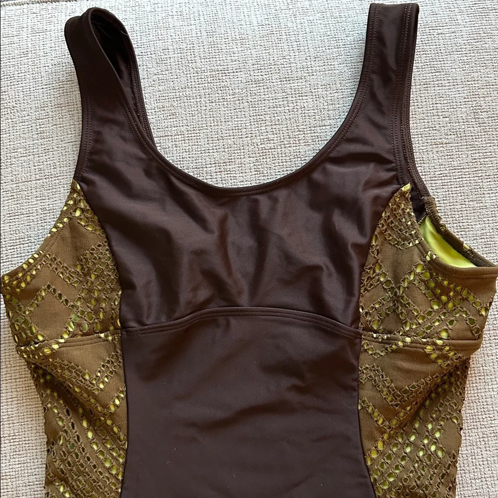 NEW Seea brown Lilia green laser cut side surf suit swimsuit, Zait - Picture 5 of 11